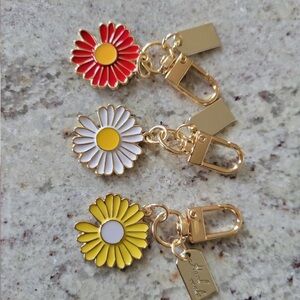 Daisy purse charms set of 3 with gold hardware for purse accessories spring time